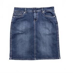 Vintage Contrast Jeans Denim Skirt Dark Wash Size 11 Y2K 2000s Pencil Mini